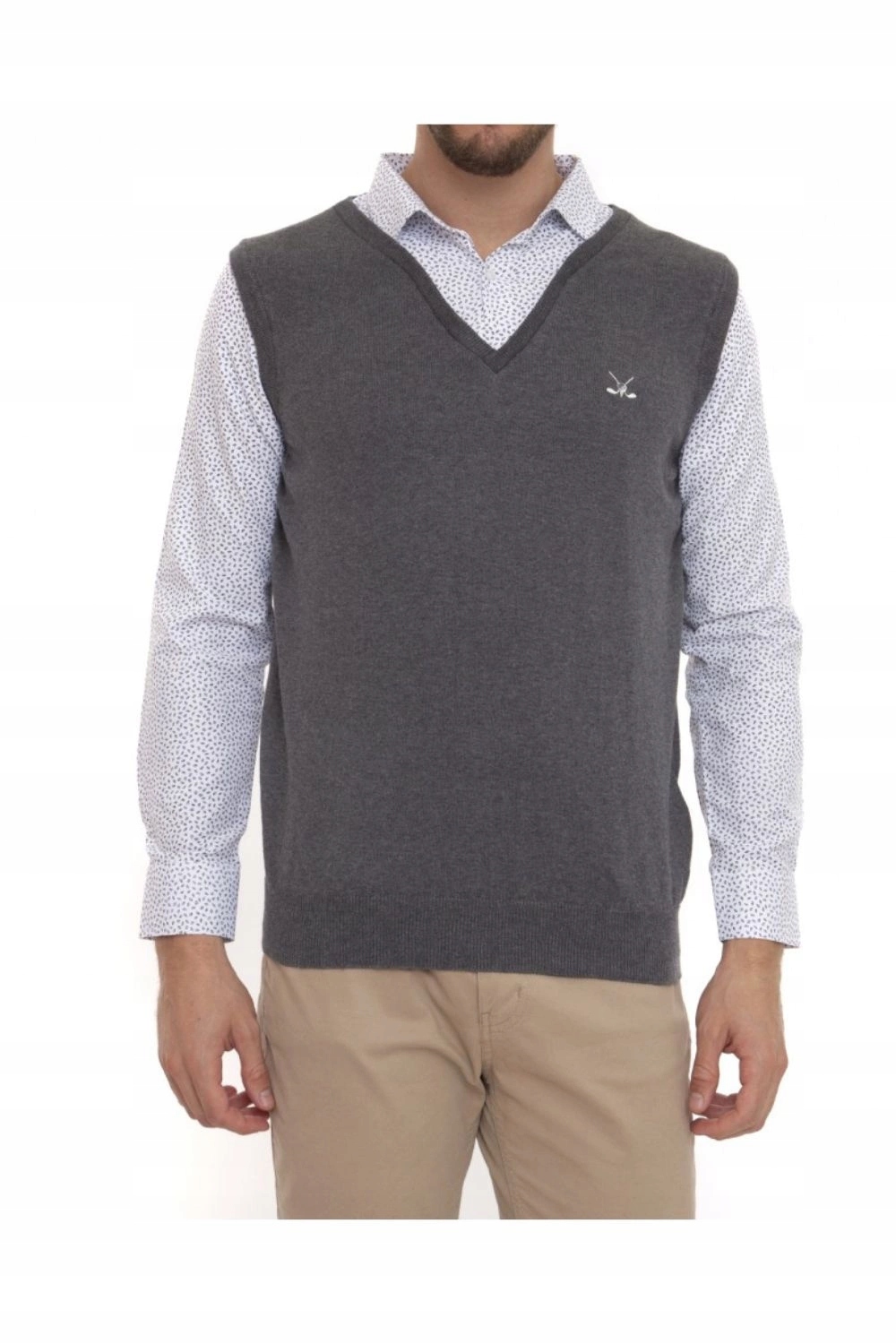 Pánský svetr Sir Raymond Tailor pulovr s košilí, šedý vel. XL