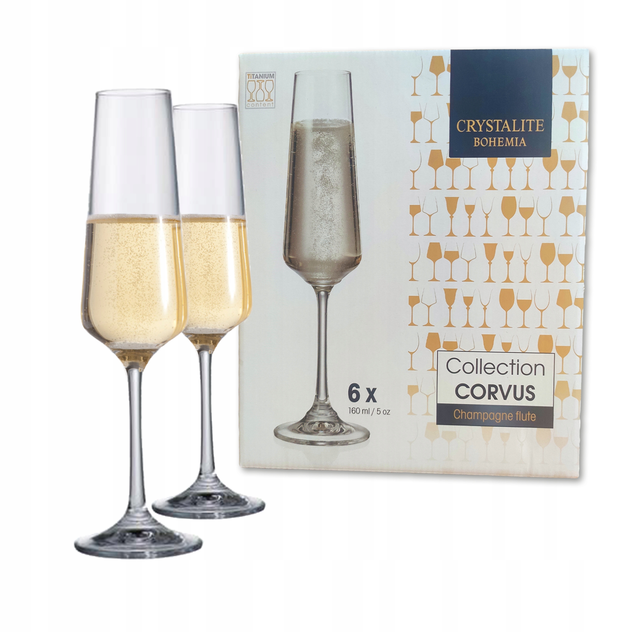 

Kieliszki do szampana Bohemia Corvus 160 ml 6 szt