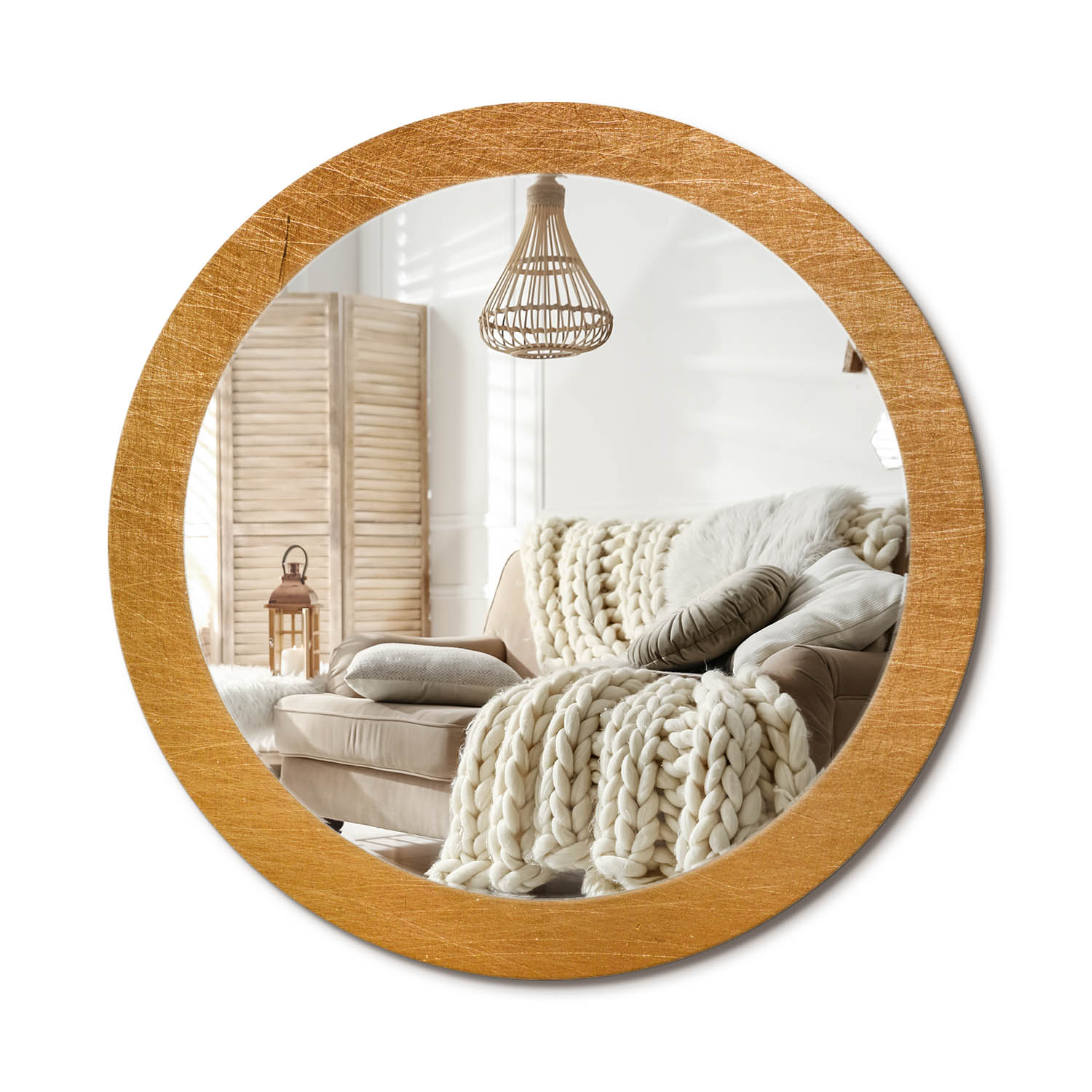 Nástenné zrkadlo s ozdobným skleneným okrajom Vintage loft v štýle fi80 cm