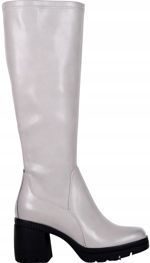 Dámské Kozačky Na Platformě Na Podpatku, Šedé, Laikra Lícové