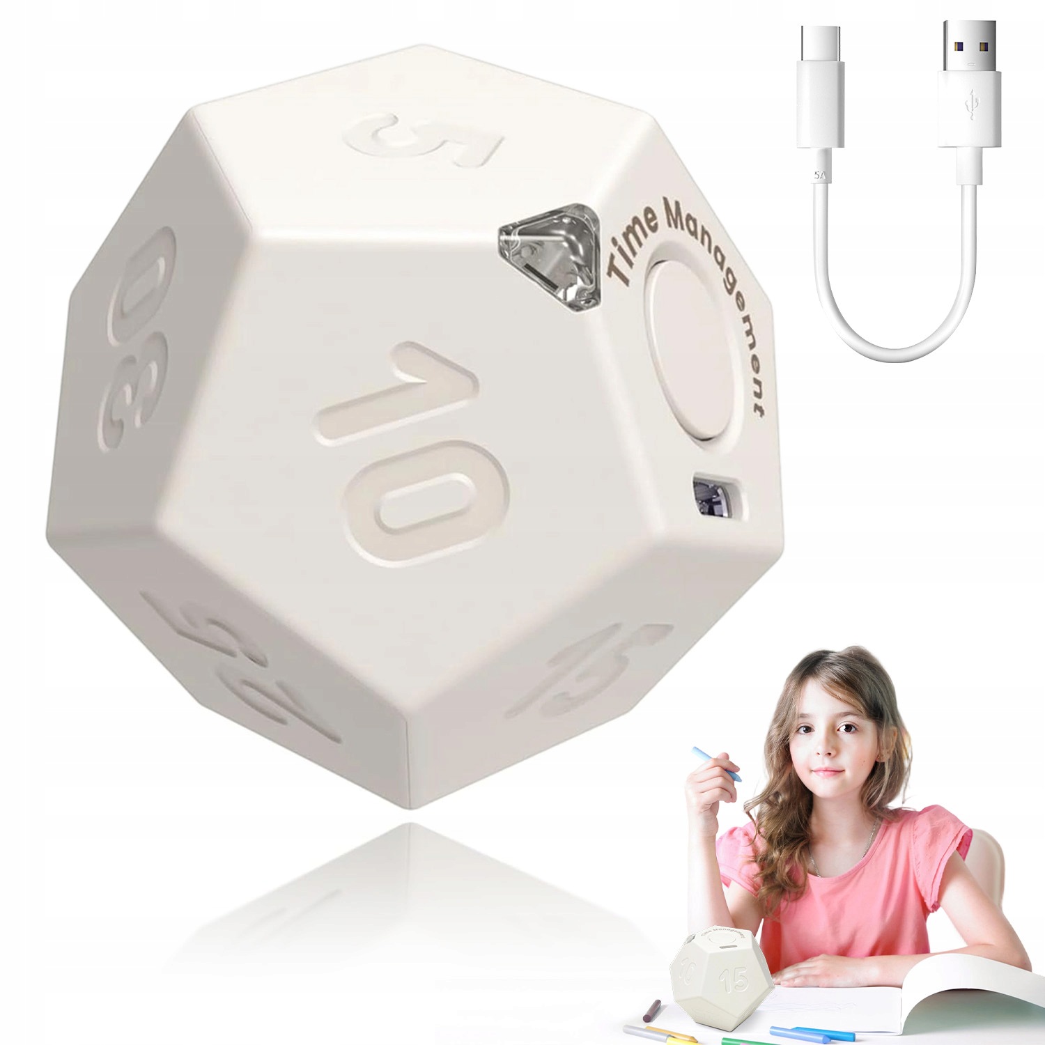 Minutová Kostka Pro Učení S Otočnou Regulací Usb, Nabíjená 3 Režimy 11 Časů