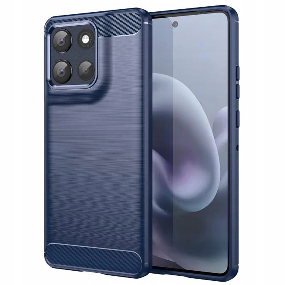 Techsuit Carbon Silicone silikonowe etui na Motorola Moto G86 niebieskie