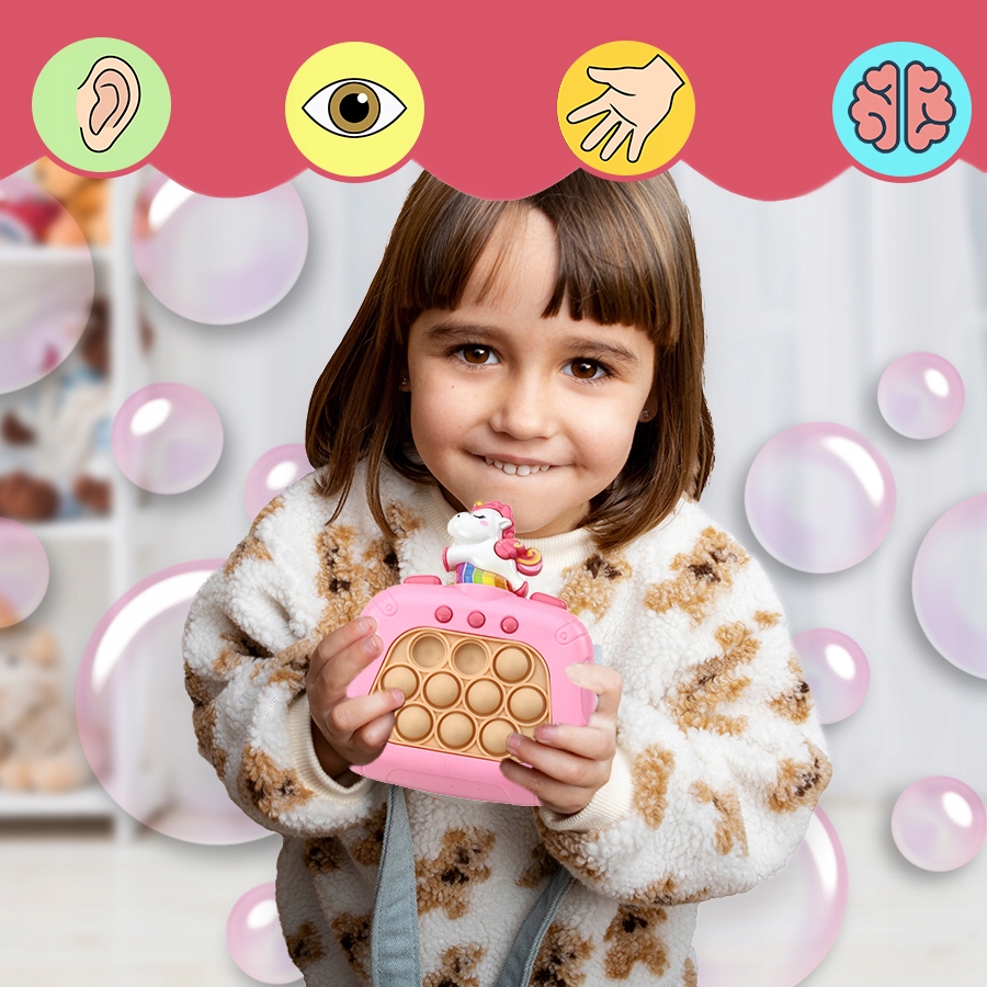 GRA ZRĘCZNOŚCIOWA POP IT UNICORN RÓŻOWA POPIT PUSH ANTYSTRESOWA SENSORYCZNA Minimalna liczba graczy 1