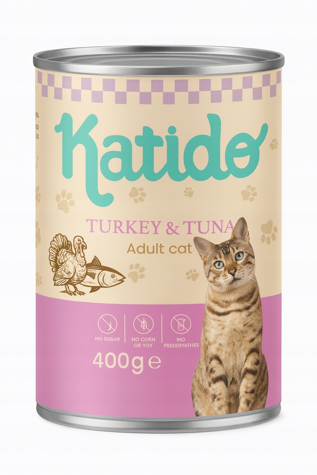 Katido Premium mokré krmivo pro kočky Adult Krůta Tuňák 6x400 g