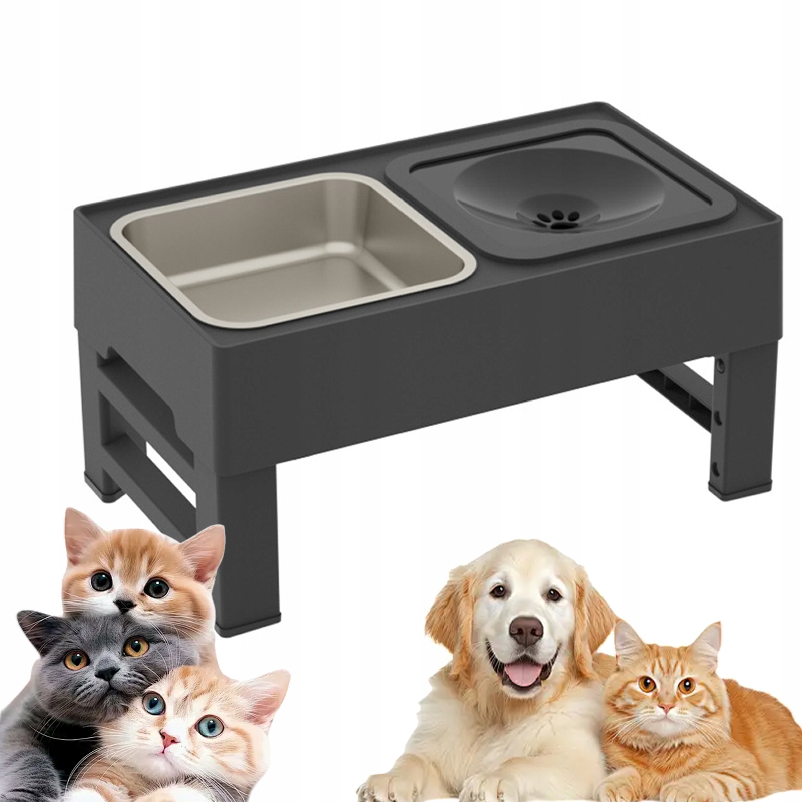 Levně Protikladná Miska Pro Psa Na Jídlo A Vodu S Nastavitelným Stojanem 2V1