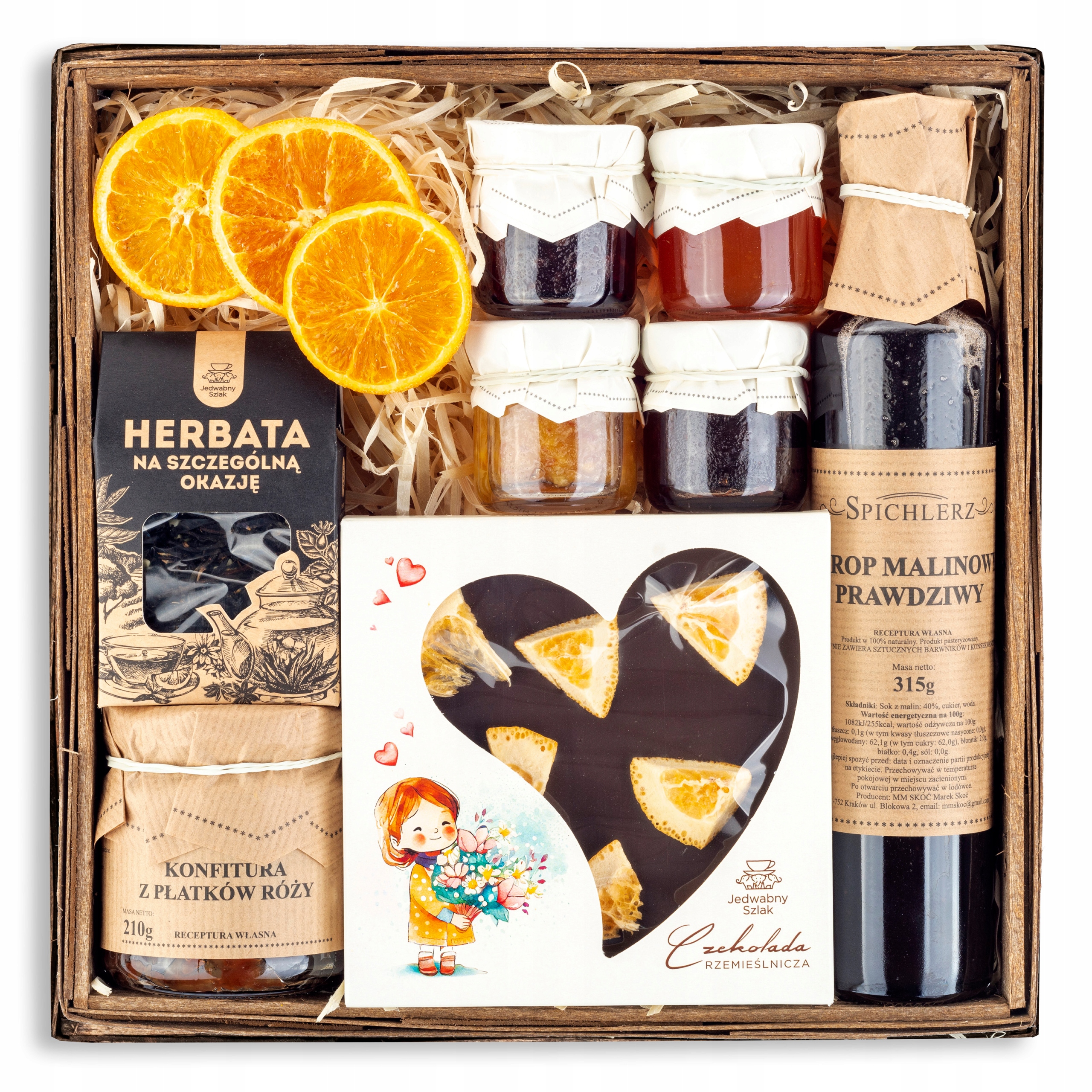 Kosz prezentowy Zestaw herbata czekolada Urodziny podziękowanie box