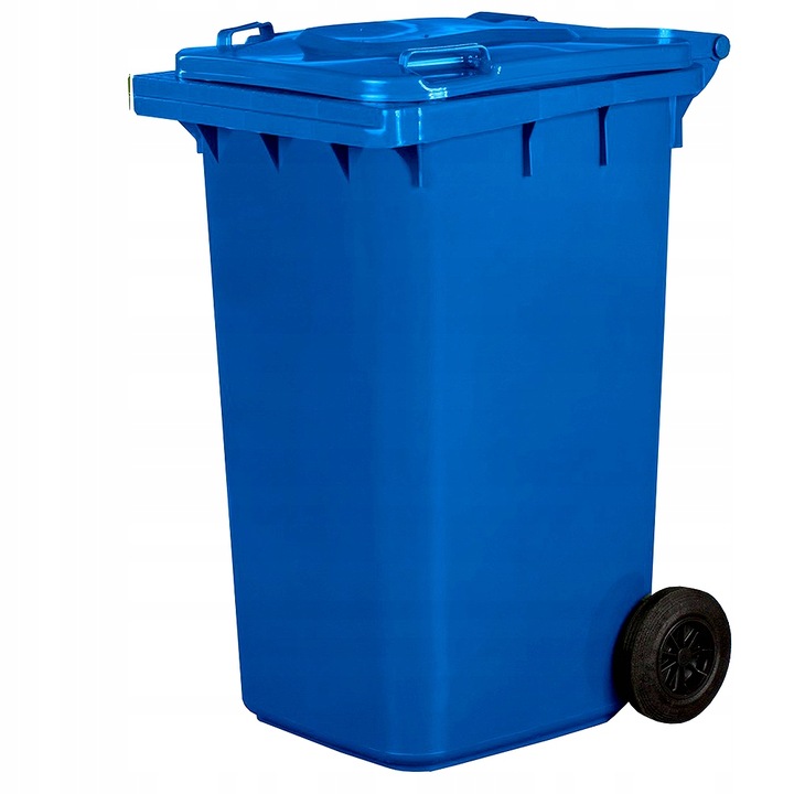 Pojemnik na odpady 240L niebieski z kółkami i pokrywą – na papier