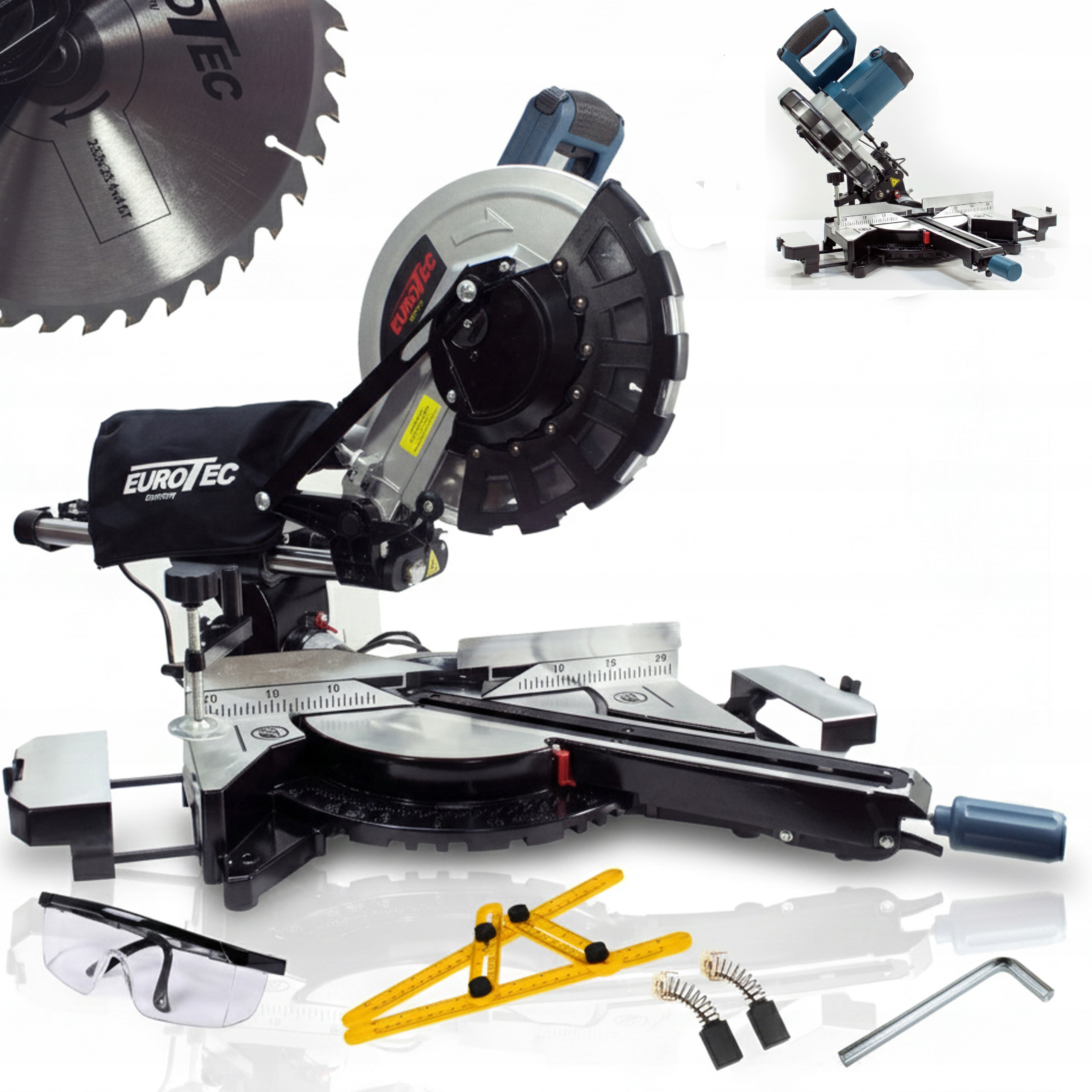 Piła Ukosowa Ukośnica Z Posuwem Do Drewna +laser +tarcza 255mm 40T 3150W