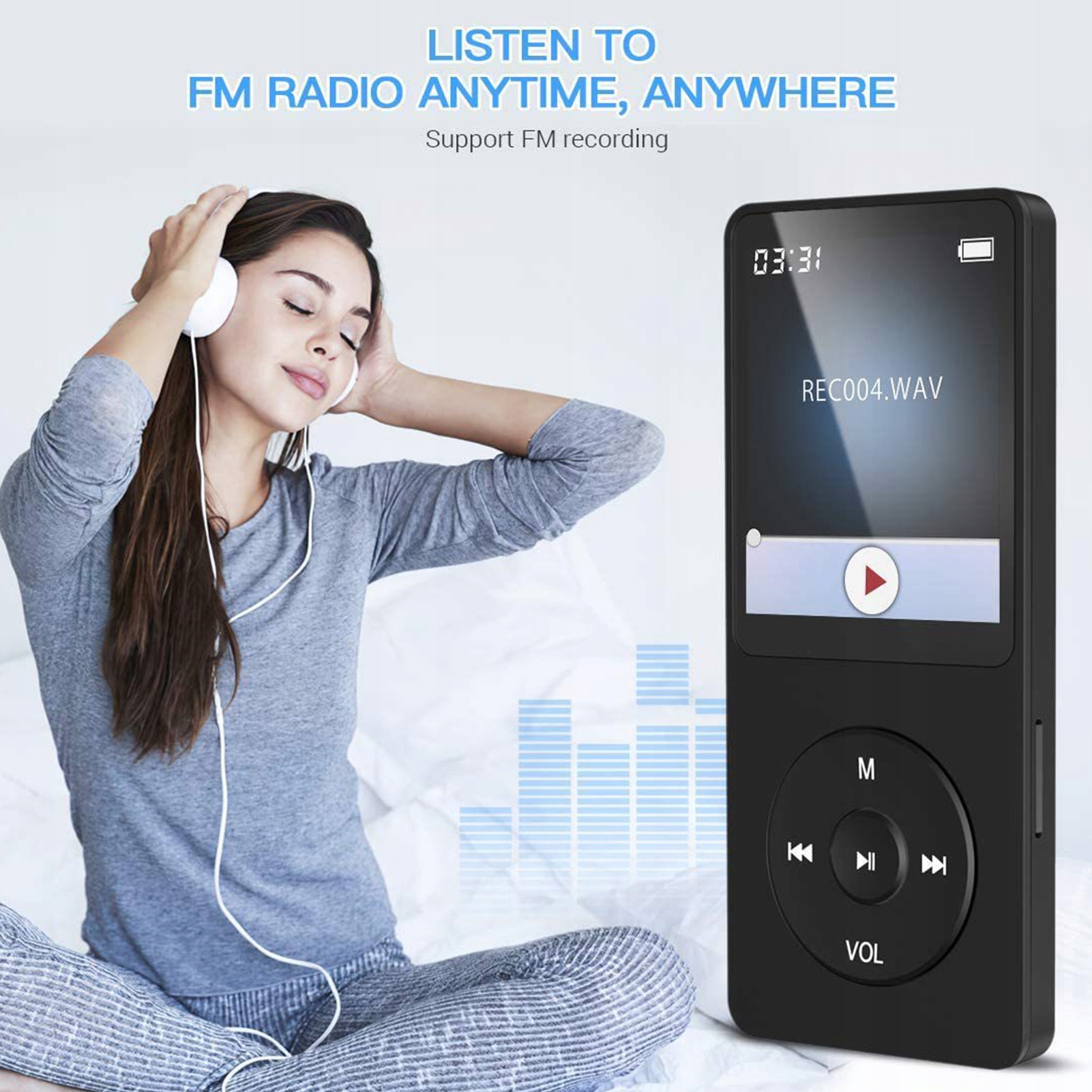 ODTWARZACZ MP4 MP3 16GB BLUETOOTH 5.0 RADIO HIFI Waga produktu 85 g