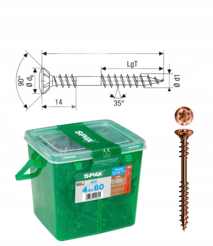 Vruty do dřeva HKB/Spax Fasáda antik 4,5 x 60 A2TX 400 ks