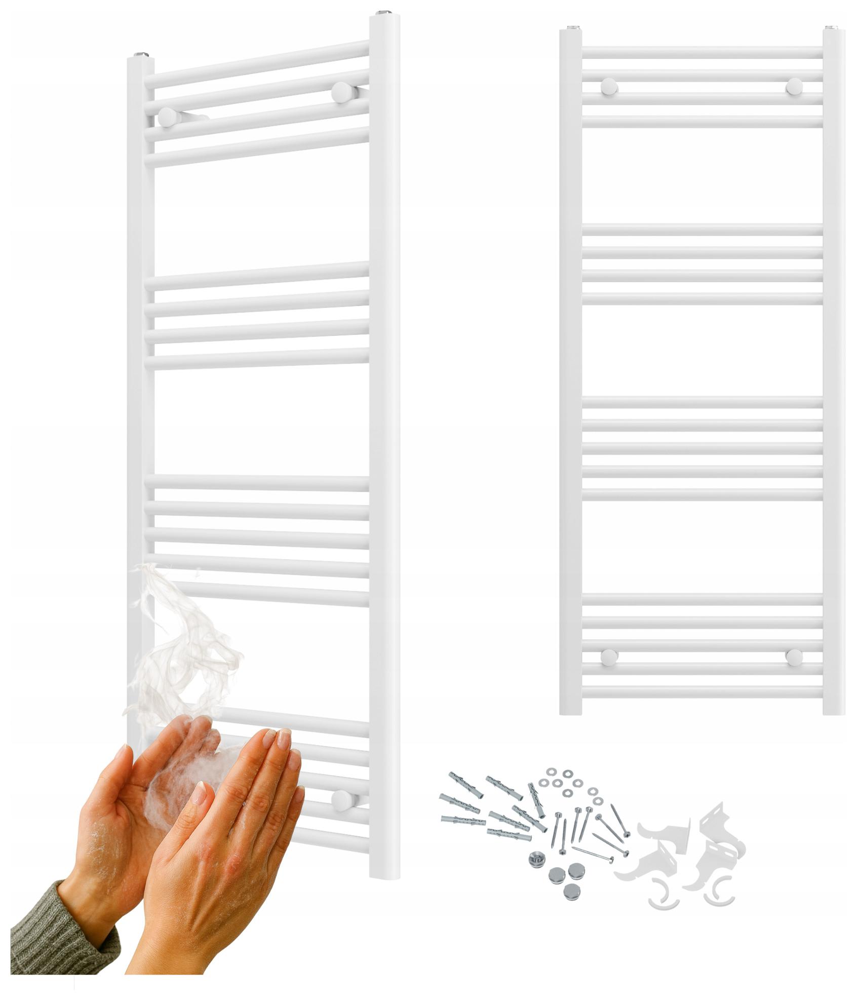 Kúpeľňový Ohrievač Biely Rebrík 50x120 cm Kaloryfer Montáž 180° Breno