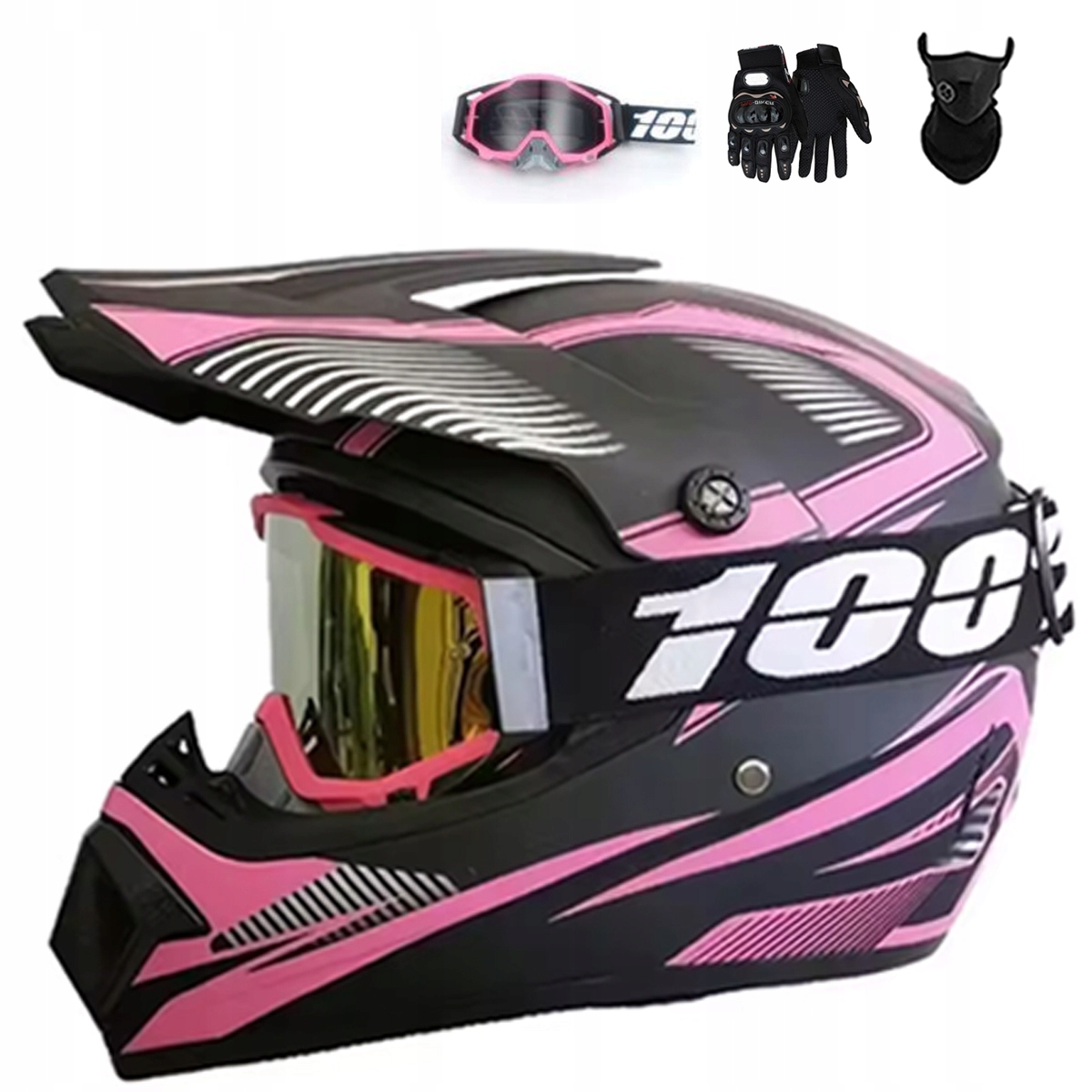 Motocyklová Přilba Lehká Enduro Quada Brýle Rukavice Maska S