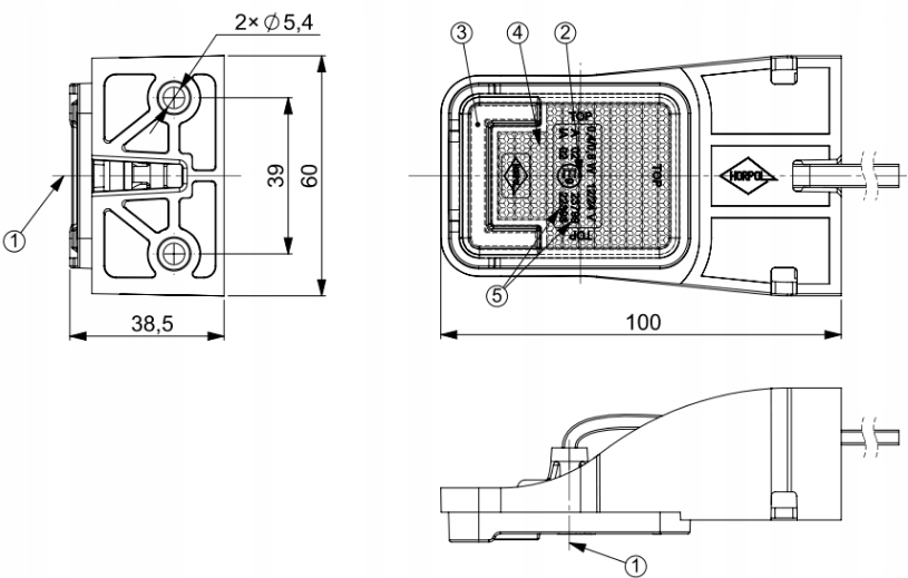 LAMPA OBRYSOWA LED BIAŁA POZYCYJNA PRZYCZEPA Wersja Europejska
