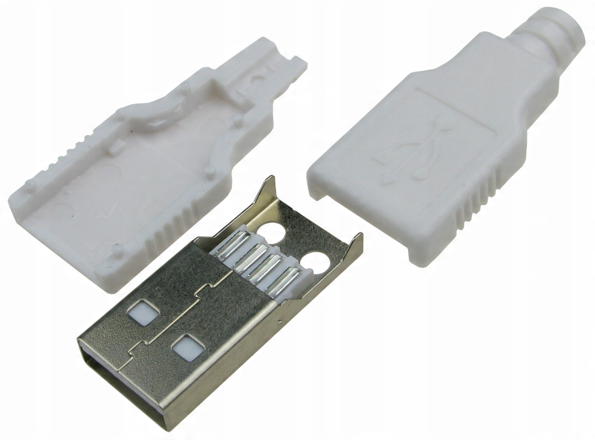

Wtyk Usb A na kabel z osłoną biały /3802