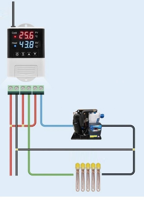 REGULATOR TEMPERATURY TERMOSTAT -40 100C 230V Typ pieca dwufunkcyjny