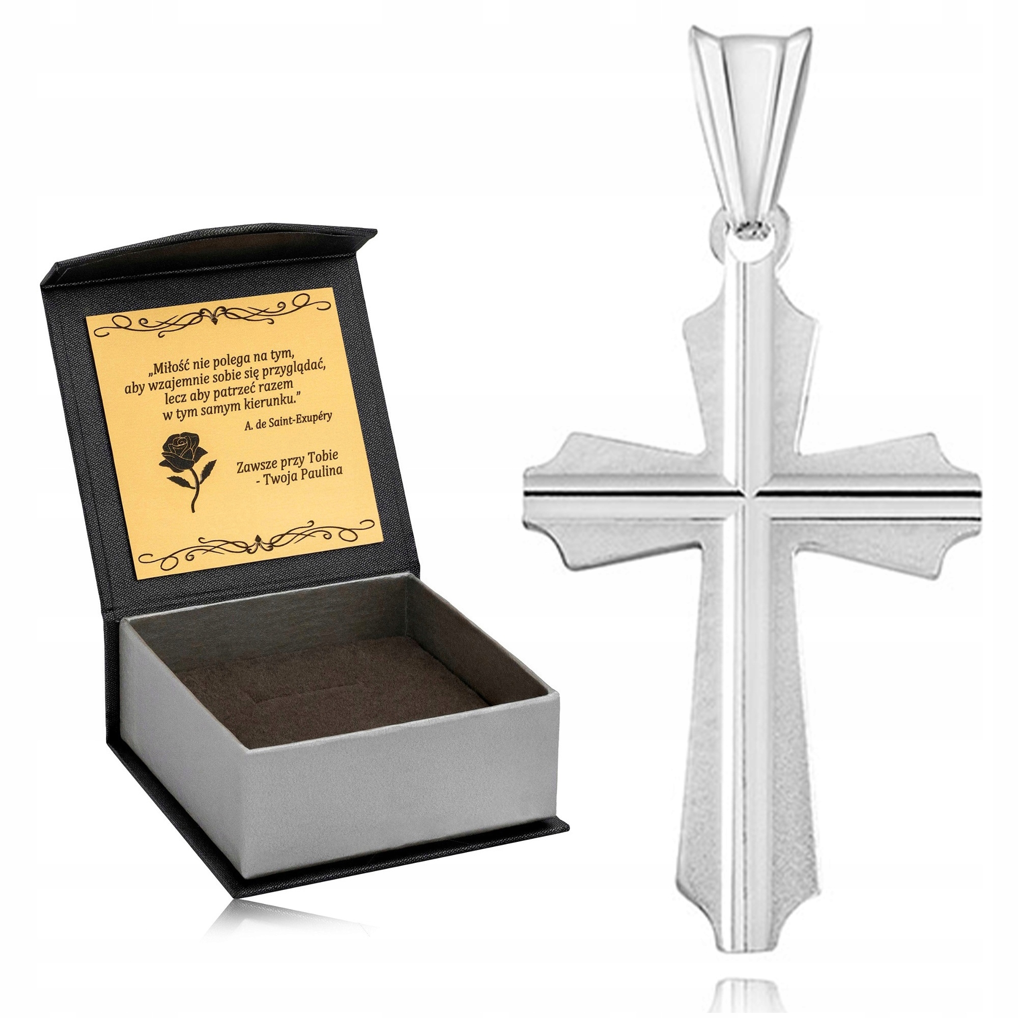 Lesklý Stříbrný K Prvnímu Svatému Přijímání Křížek 925 Dárek Pro Chlapce Dívky