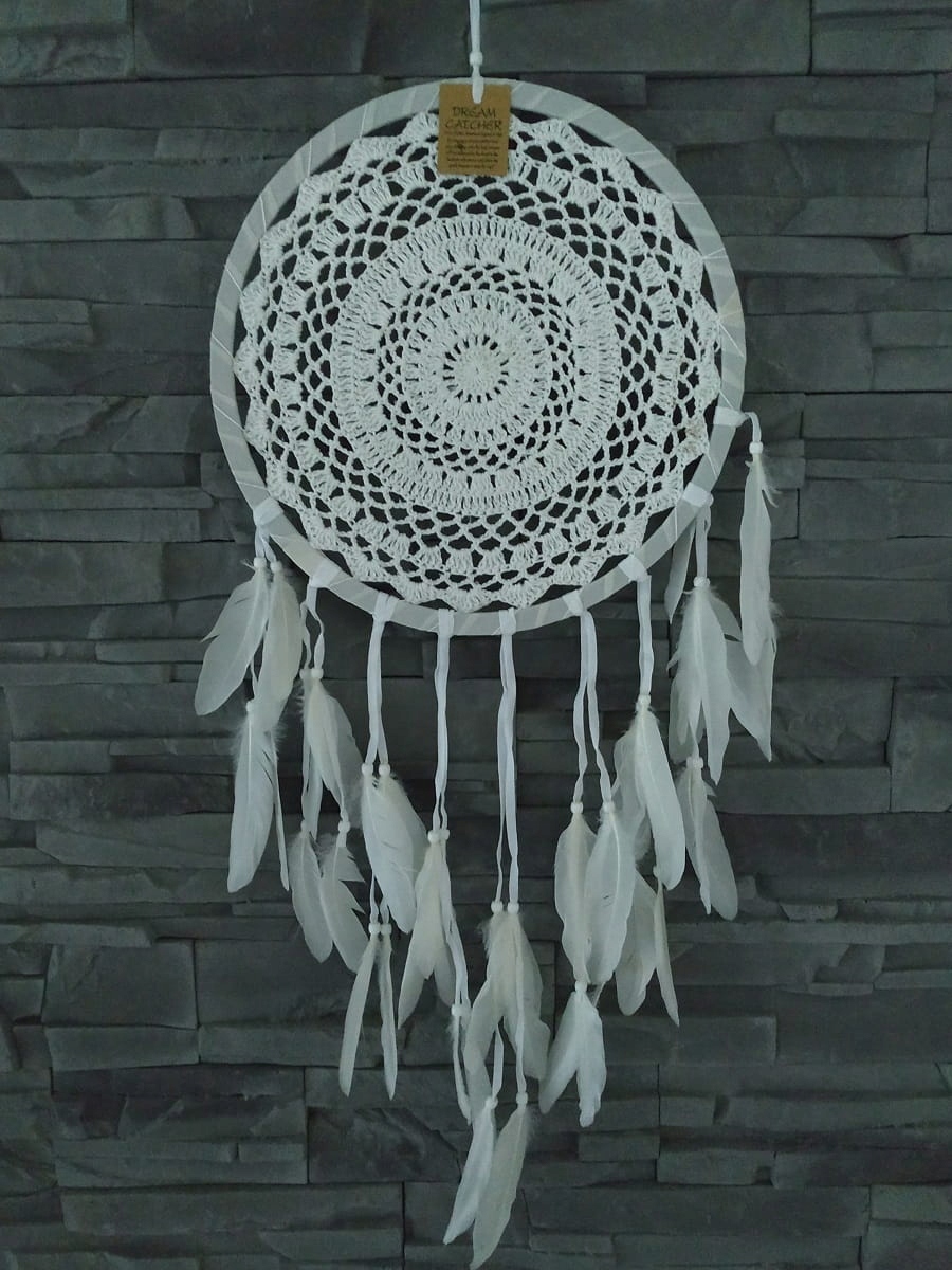DUŻY ŁAPACZ SNÓW DREAMCATCHER HAFTOWANE KORONKA 90 Marka Inna