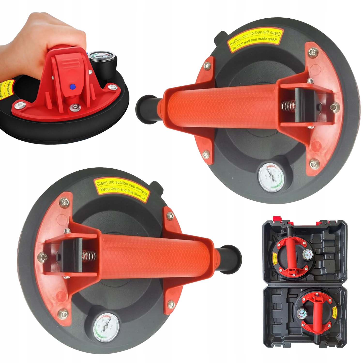 Přísavka 8 Palců 200 Kg Pro Přenos Dlaždic Skla Panelů S Manometrem