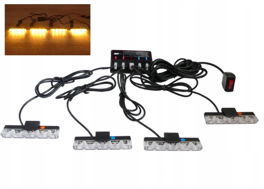 STROBOSKOPY LED 16W 4 KANAŁY ŻÓŁTE wąskie