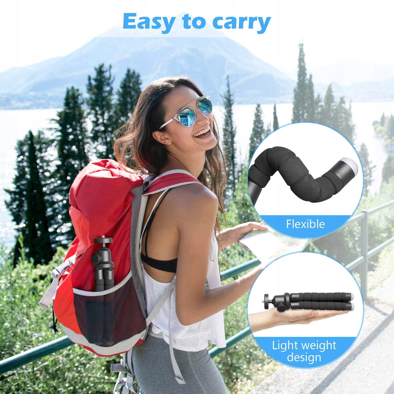 UBEESIZE Statyw Mini Do Smartfona I Kamery Z Pilotem Bluetooth Czarne — miniatura 6