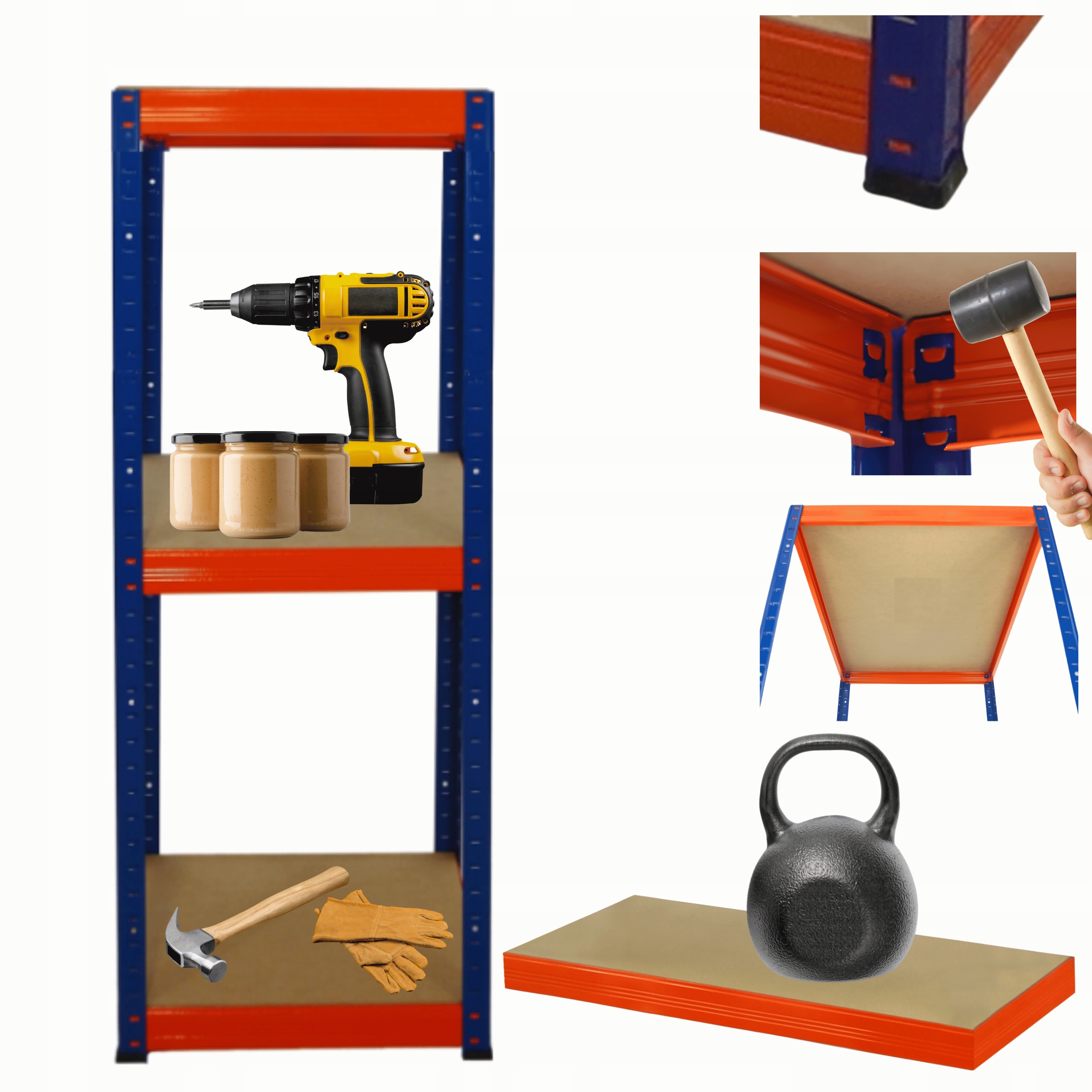 Skladovací regál garážový kovový stojan Helios 106x45x45 cm 3Px175 kg