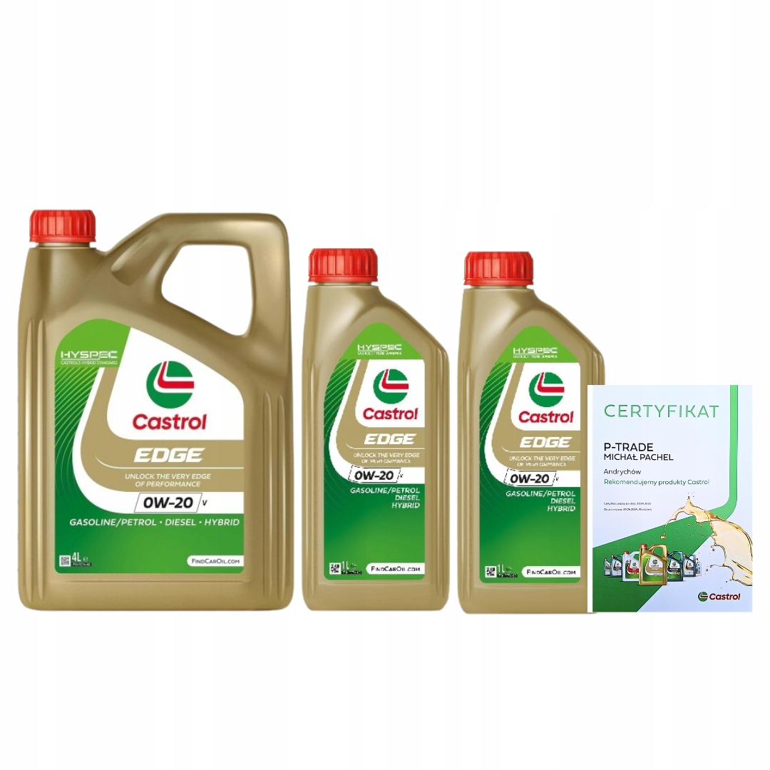 CASTROL EDGE 0W-20 V 6L - certyfikat