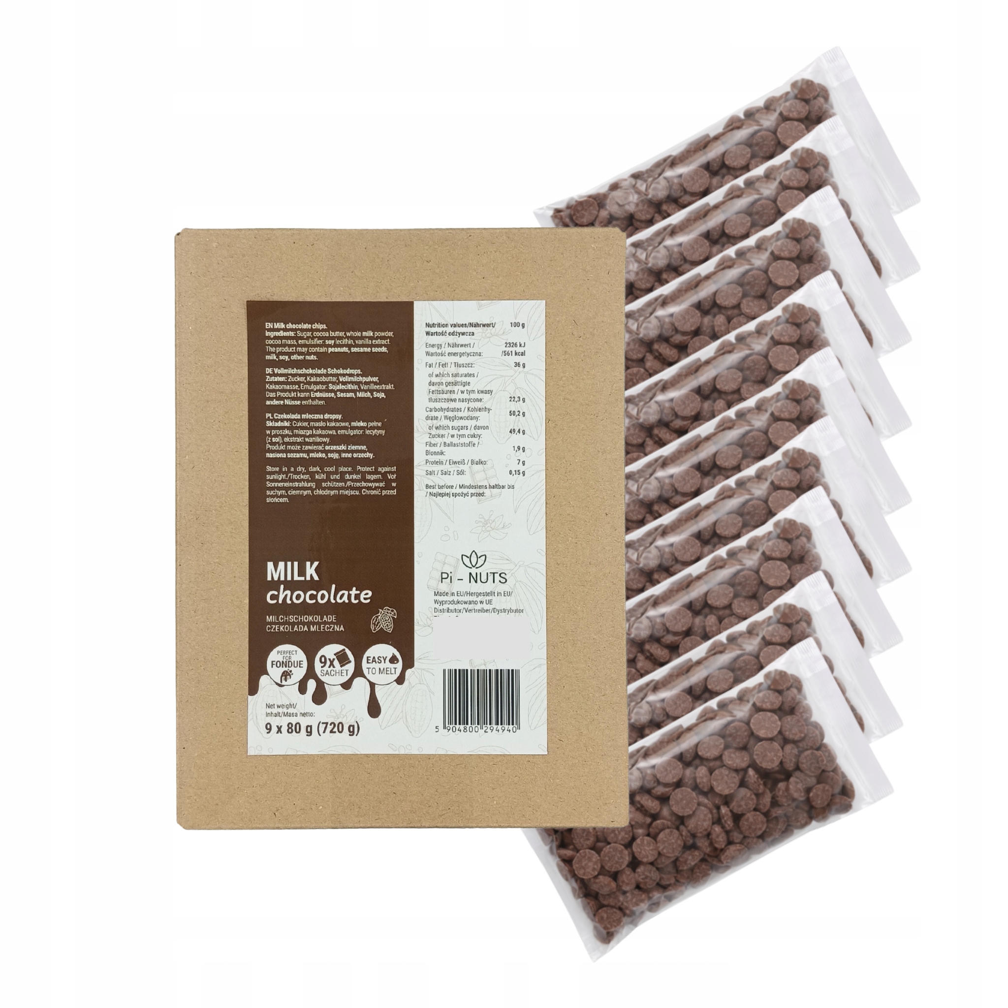 Čokoláda 9x80 g (720 g) pro fondue, dezerty