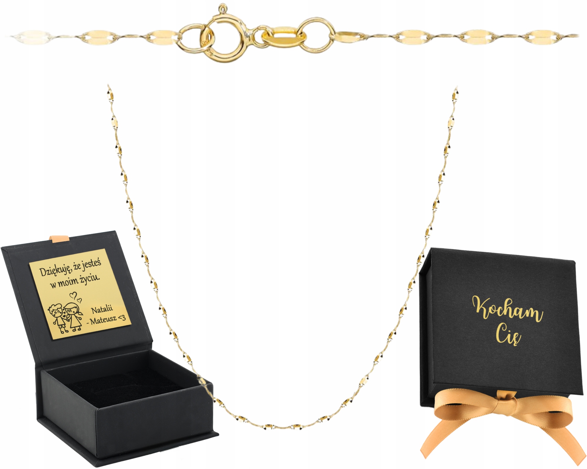 Zlatý náhrdelník s diamantem, jemný efekt, třpytící se, zlato 585