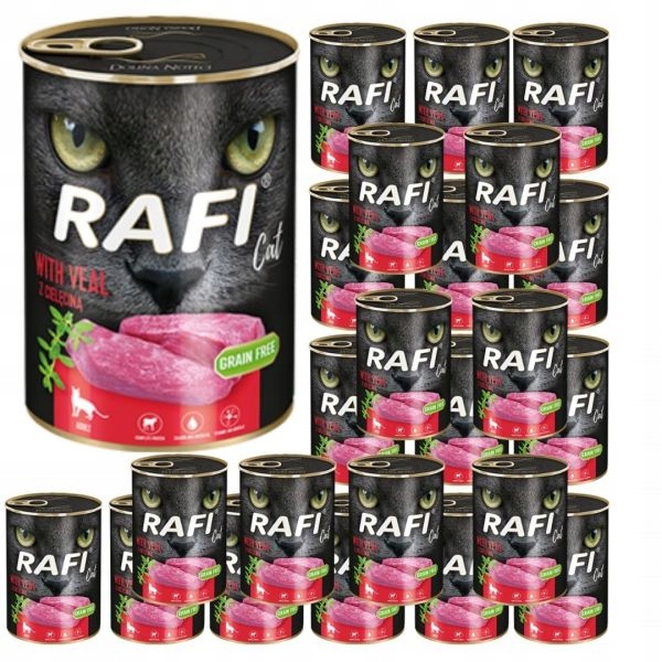 Karma dla kota cielęcina Rafi Cat Adult 400g x 24