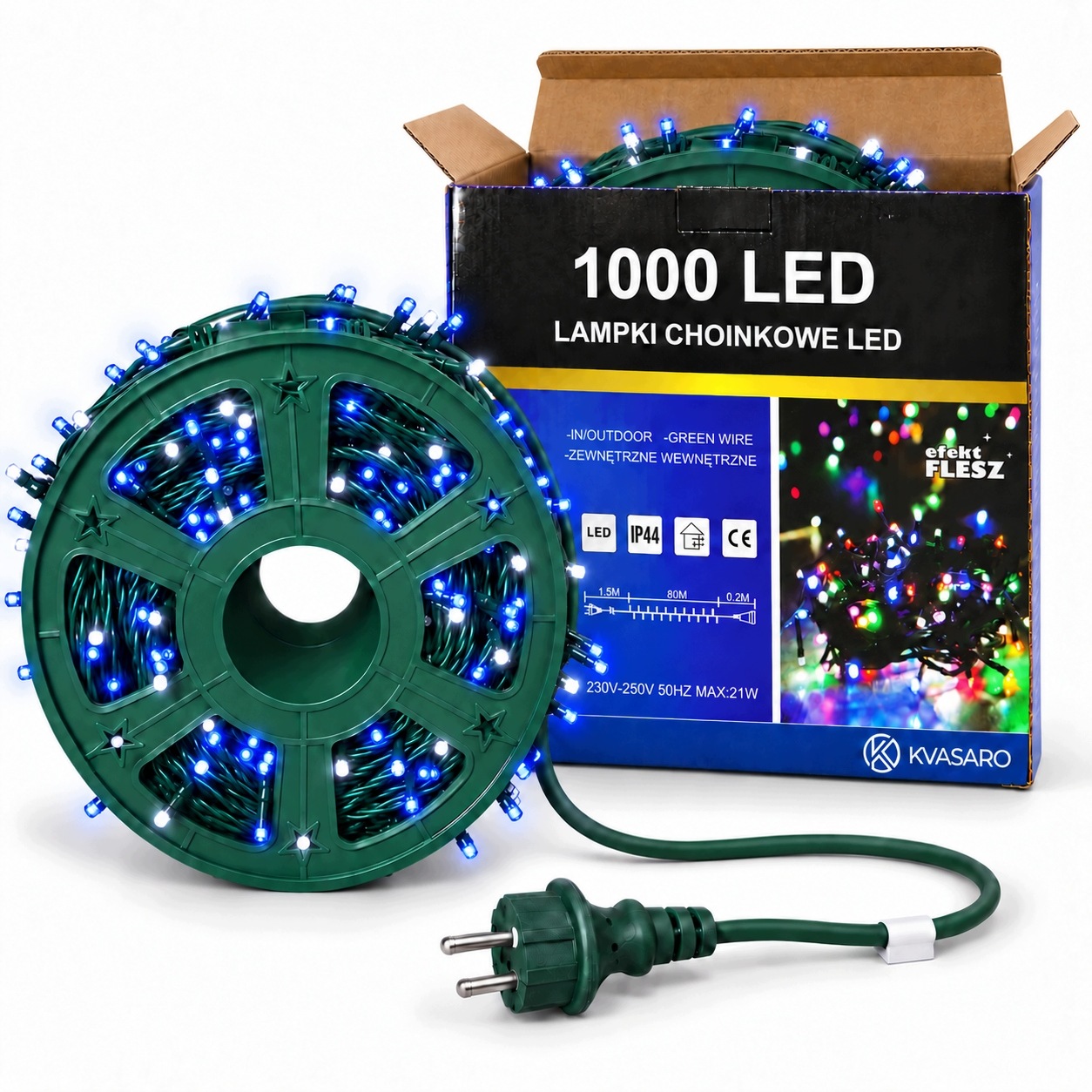 Vánoční Osvětlení Na Stromeček 1000LED IP44 Modré S Flash Efektem 80 M