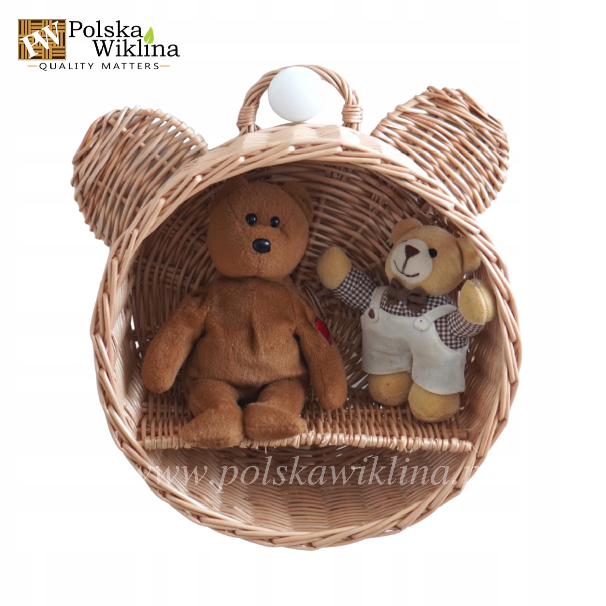 PÓŁKA WIKLINOWA MIŚ ŚCIENNA KOSZYK NATURALNY