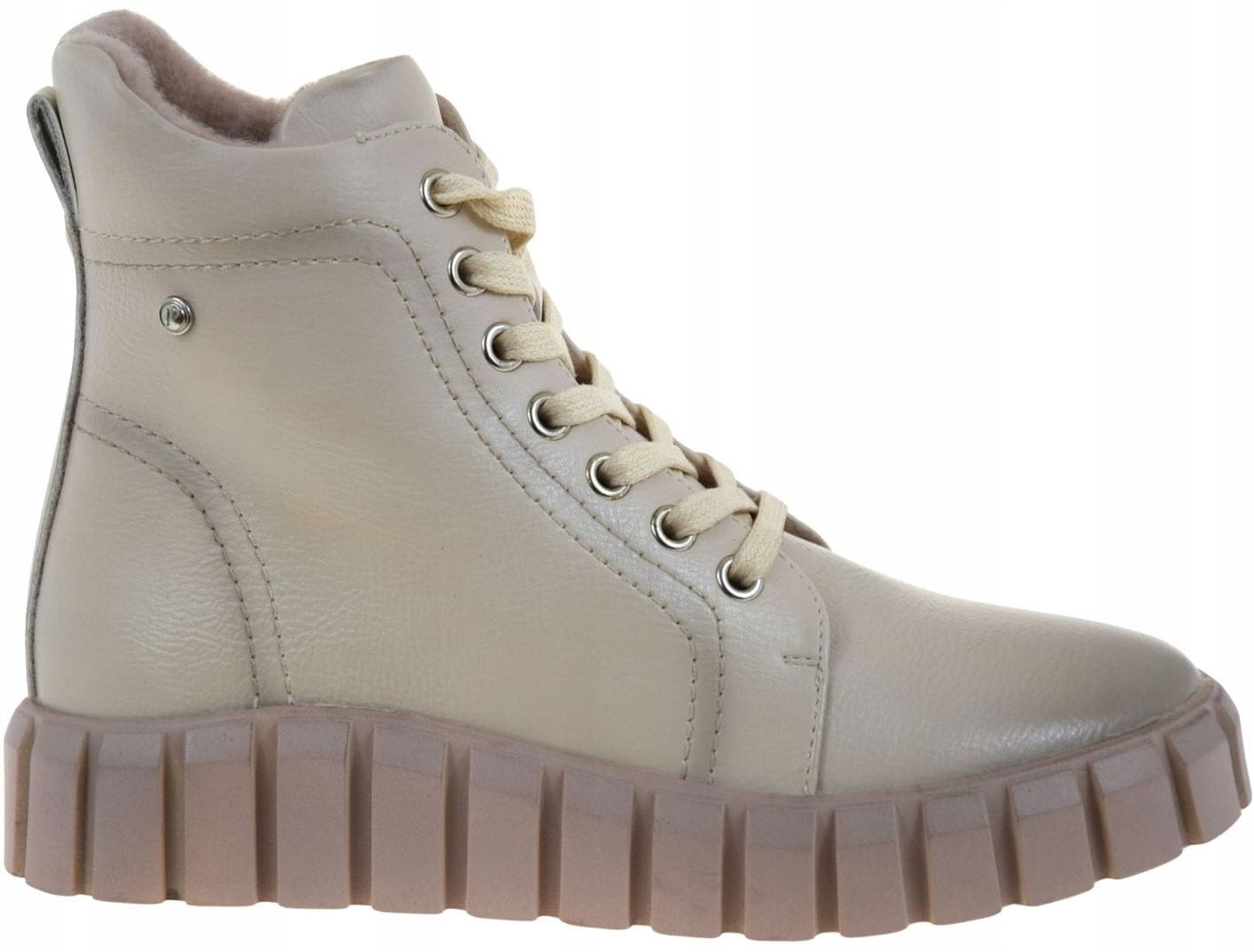 Béžové dámské kotníkové boty Potocki 25-19316BG módní zateplené kotníkové boty platforma R41