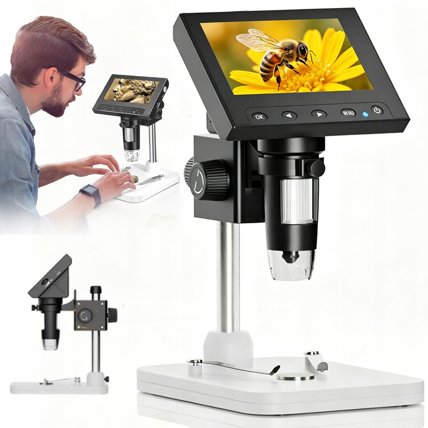 Digitální Mikroskop Se Zvětšením 1000x Obrazovka Fullhd 720p LCD 4,3" Led
