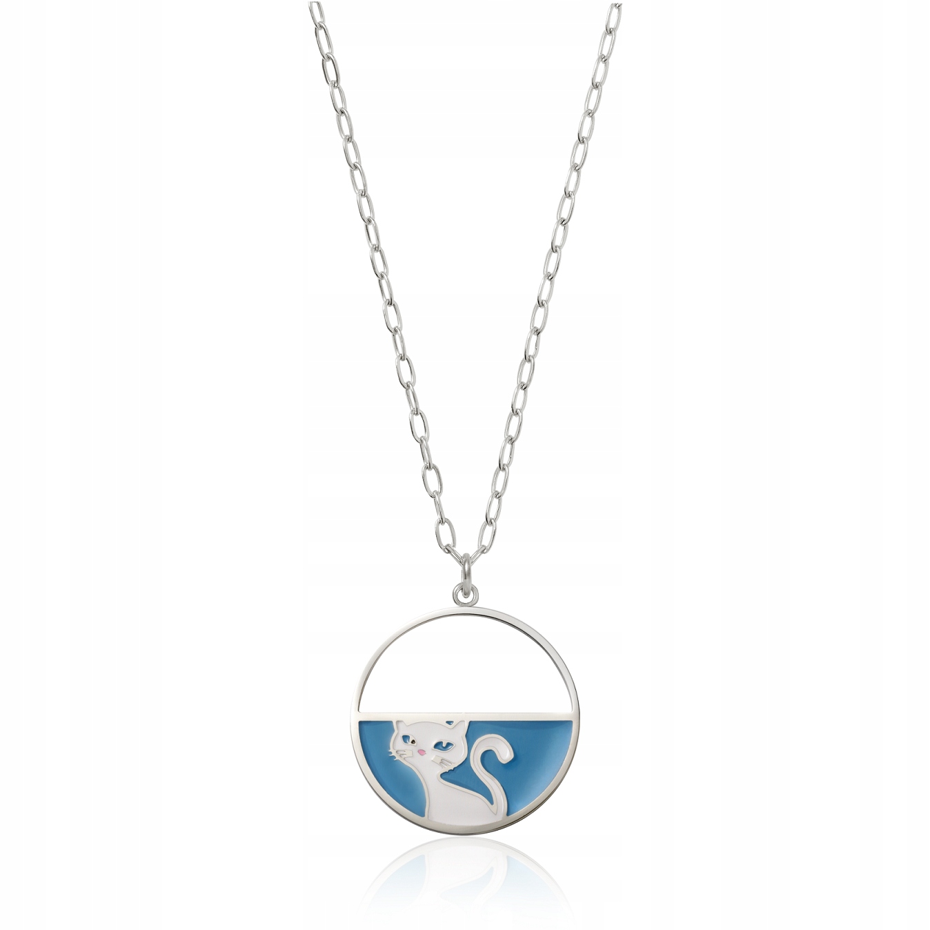 

Naszyjnik błękitna emalia z kotem Sadva