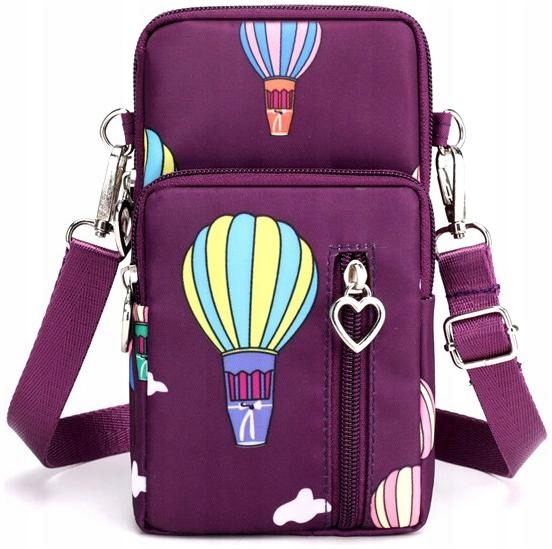 Torebka kopertówka na telefon portfel Listonoszka Etui ramię pasek fiolet