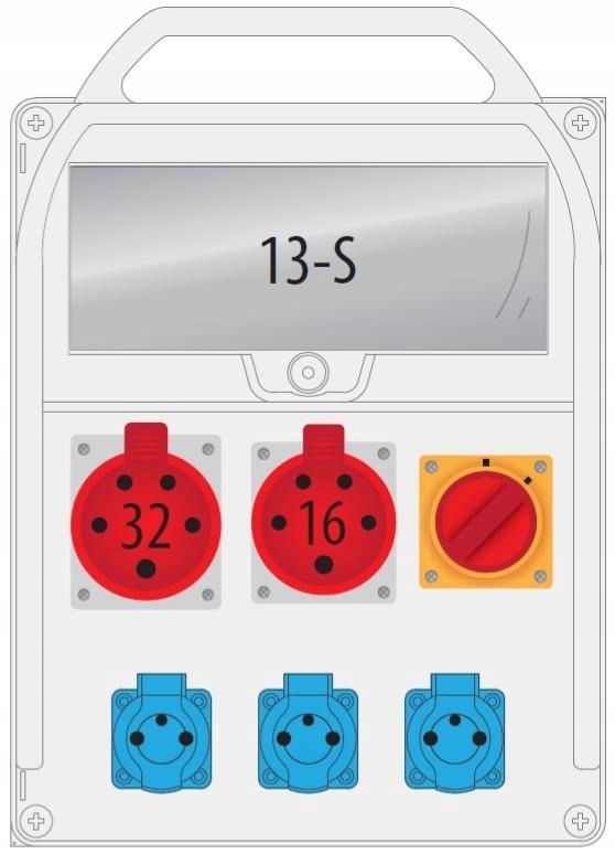 Rozvaděč R-box 380R 1x16A/5P 1x32A/5P 3x230V 0-1 13S B.18.380-14W