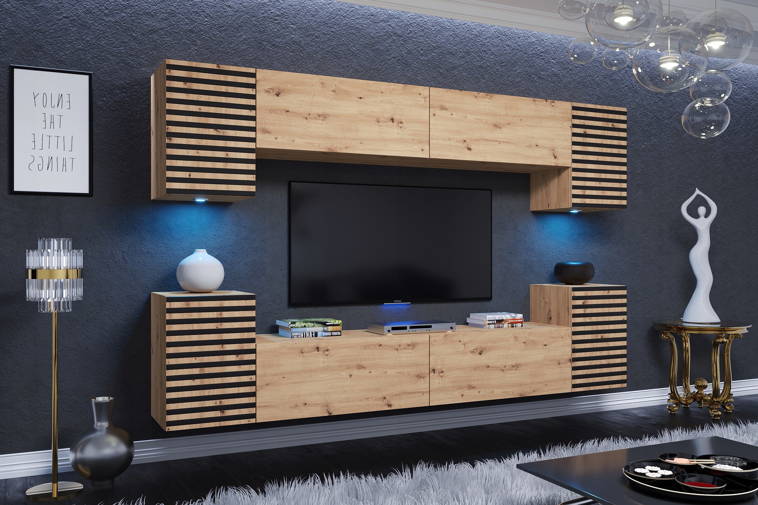 Zestaw meble szafka RTV do pokoju dziennego meblościanka regał salonu SIG1 Marka Furnitech