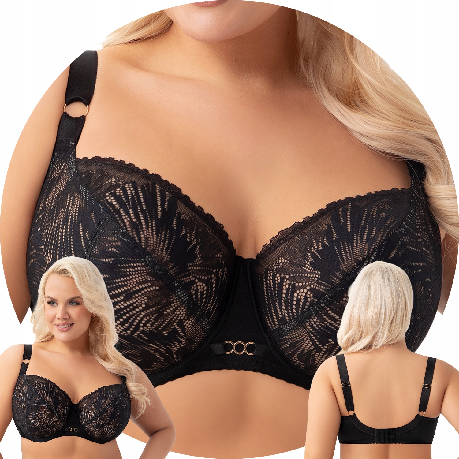 Gorsenia K956 Mila czarny koronka Biustonosz soft 80J Miękki