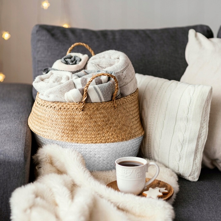 OSŁONKA NA KWIATEK BOHO PLECIONY KOSZ ORGANIZER Wysokość produktu 28 cm