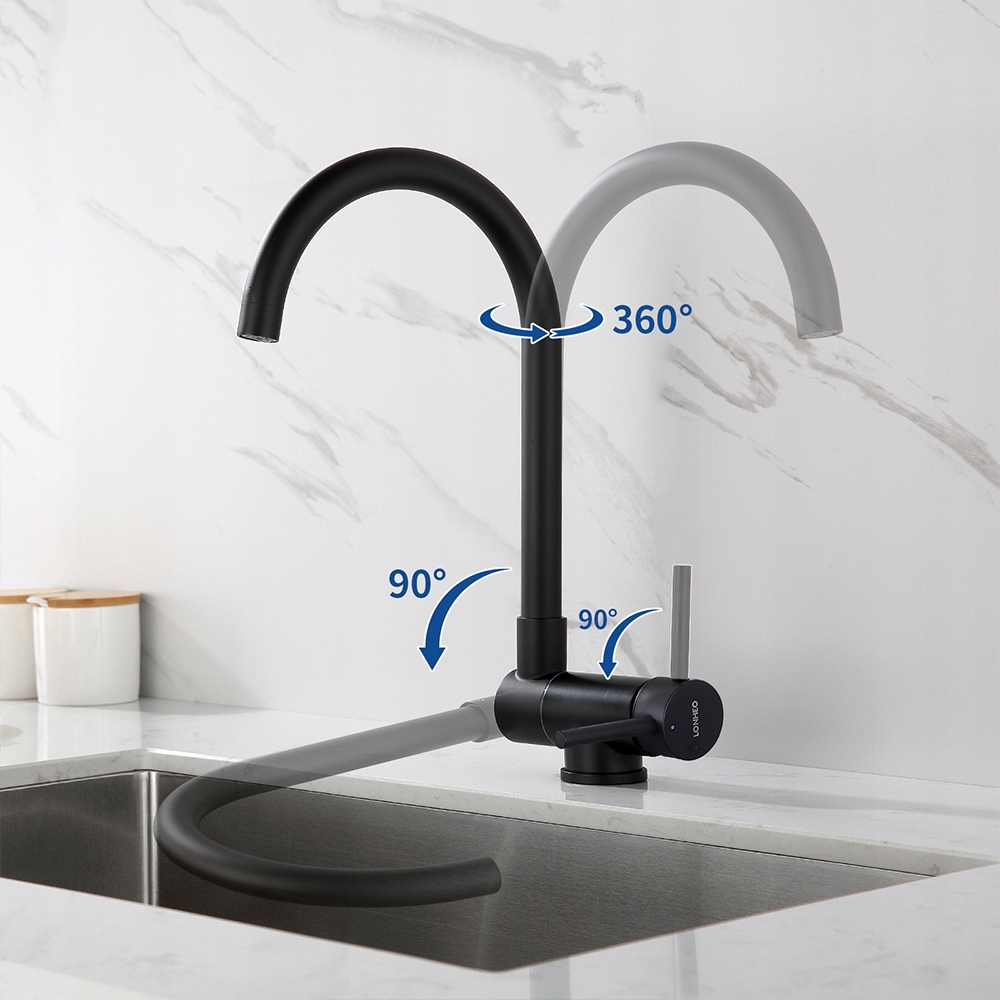 Bateria Kuchenna Stalowy Obrotową Zlewozmywa Kran Podokienna Składana 63mm Marka Lonheo