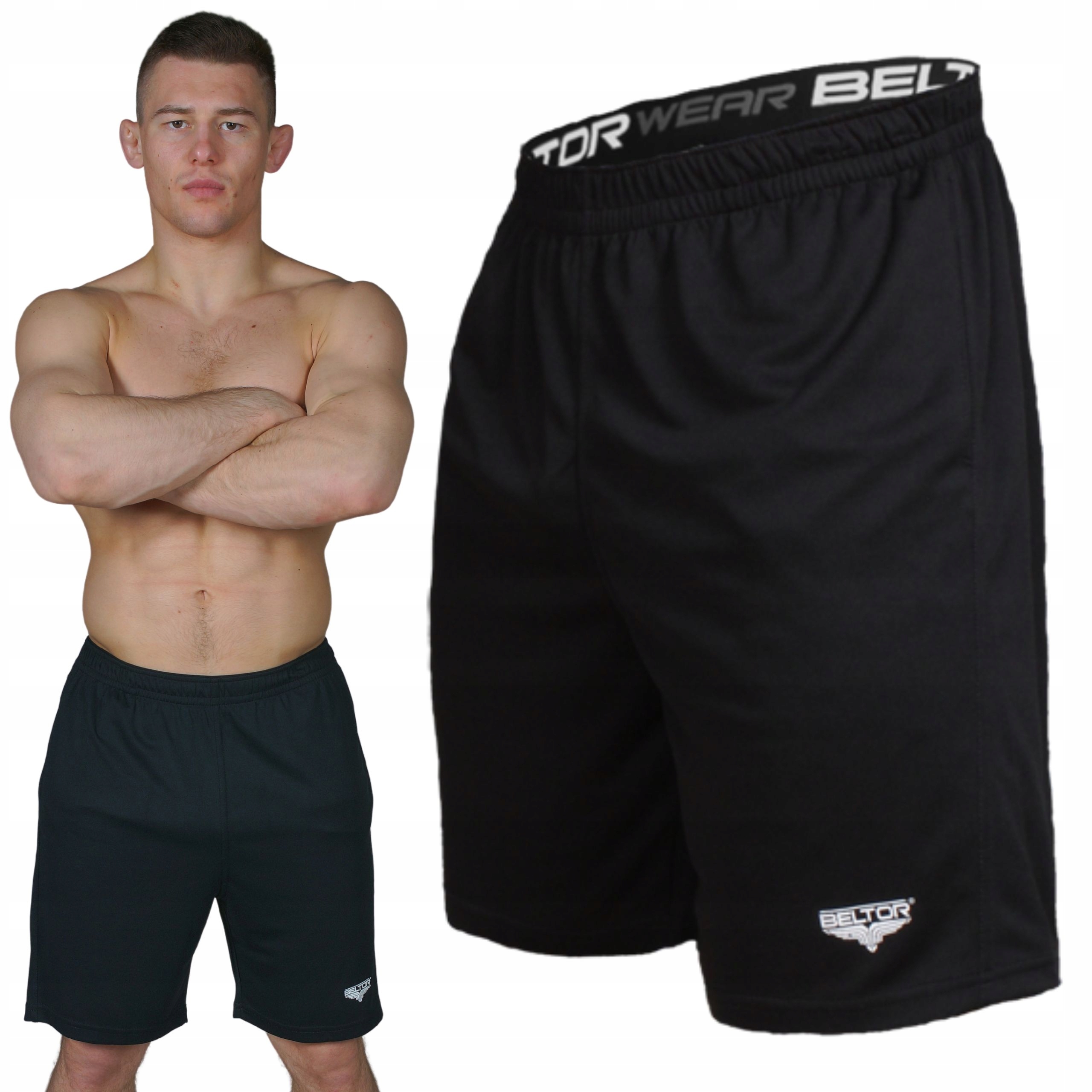 Beltor Spodenki Treningowe Athletics Czarne Sportowe Shorty Rozmiar XXL