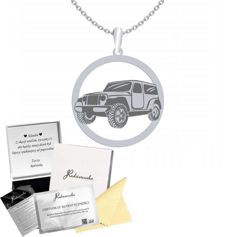 Stříbrný náhrdelník Jeep Řetízek 925 Dárek Šperky Gravírování Bonus