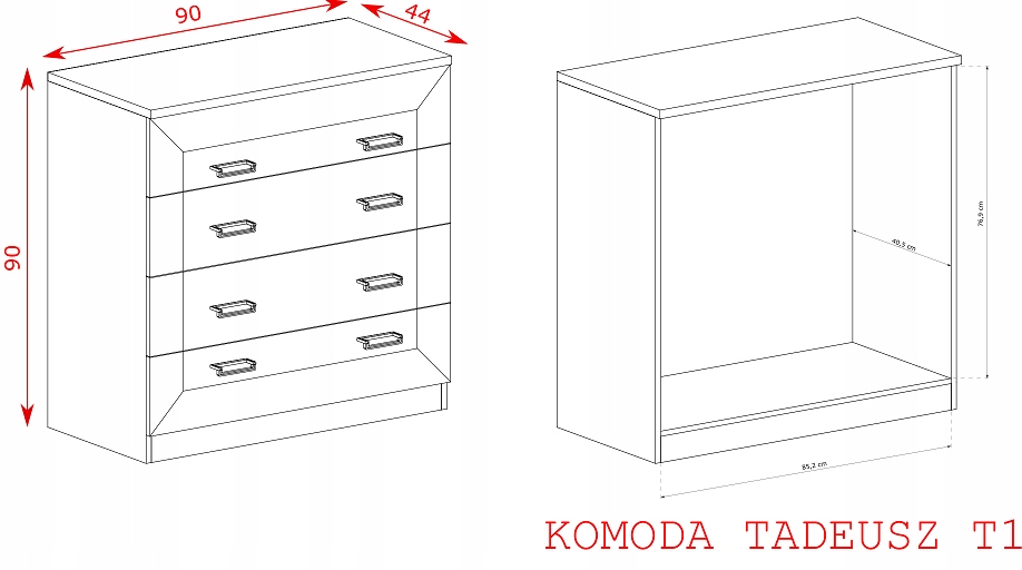 Komoda pojemna TADEUSZ T1- 2 KOLORY Kod producenta brak