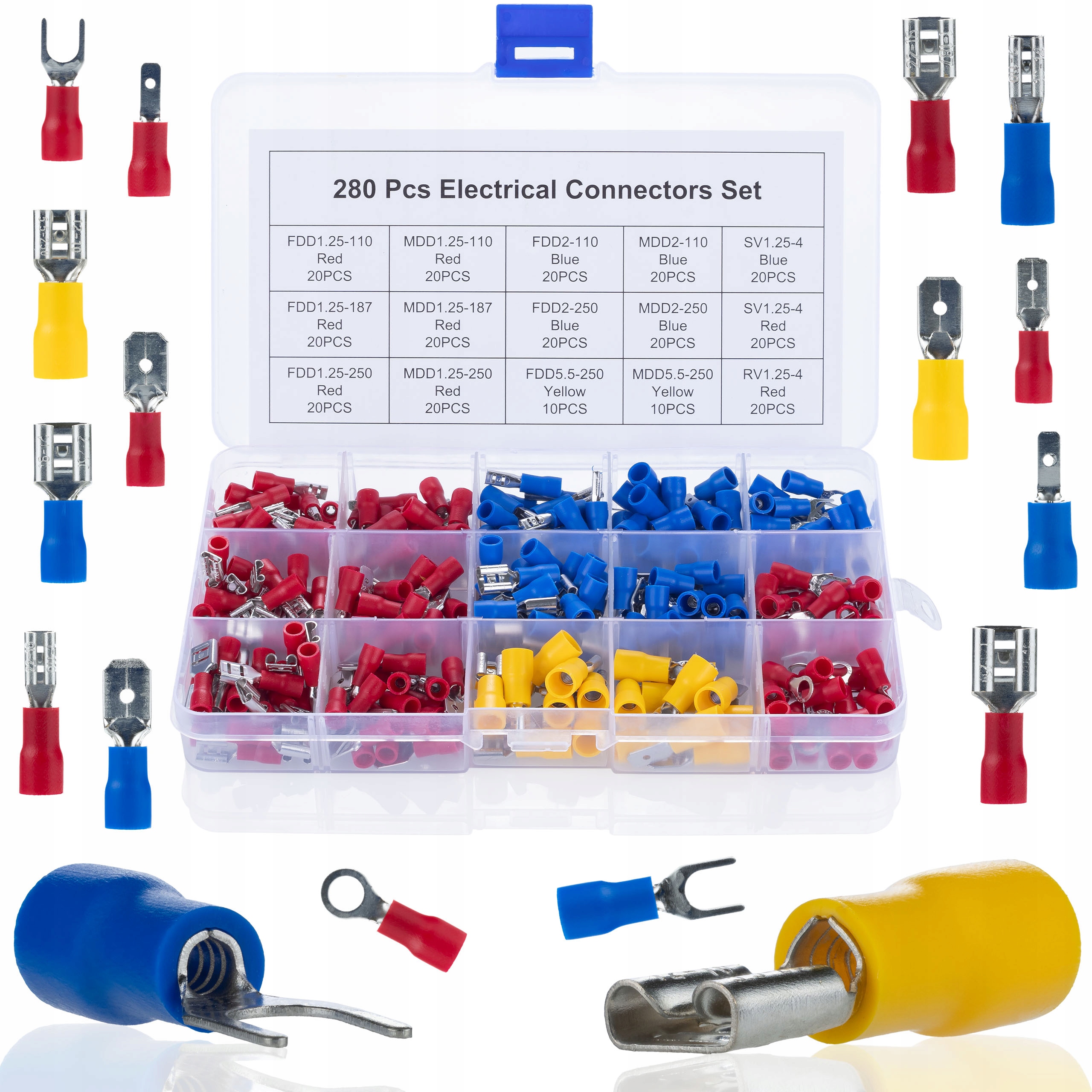 WIELKI ZESTAW ZŁĄCZEK KONEKTORÓW IZOLOWANYCH DO PRZEWODÓW 280SZT 15 ROZMIAR