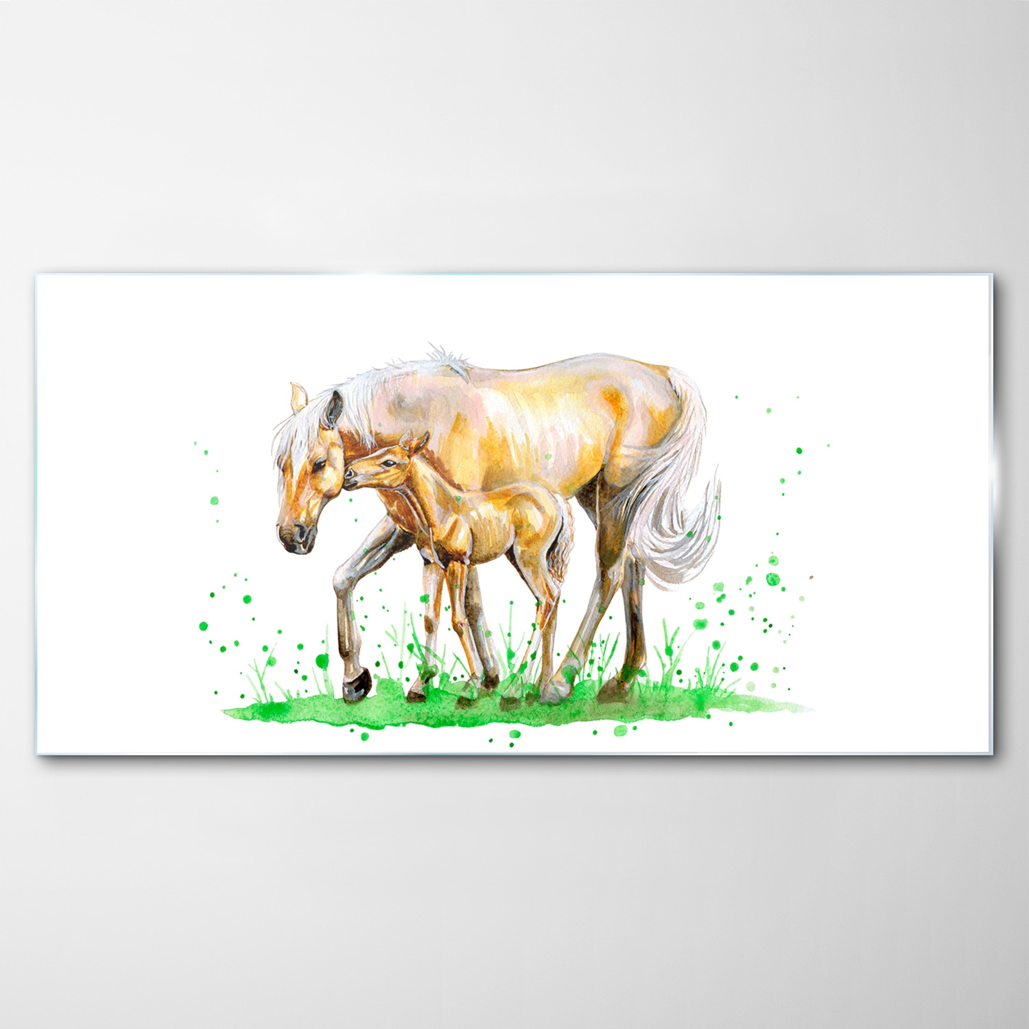 Tvrdený sklenený obraz Akvarely Kôň Tráva 120x60
