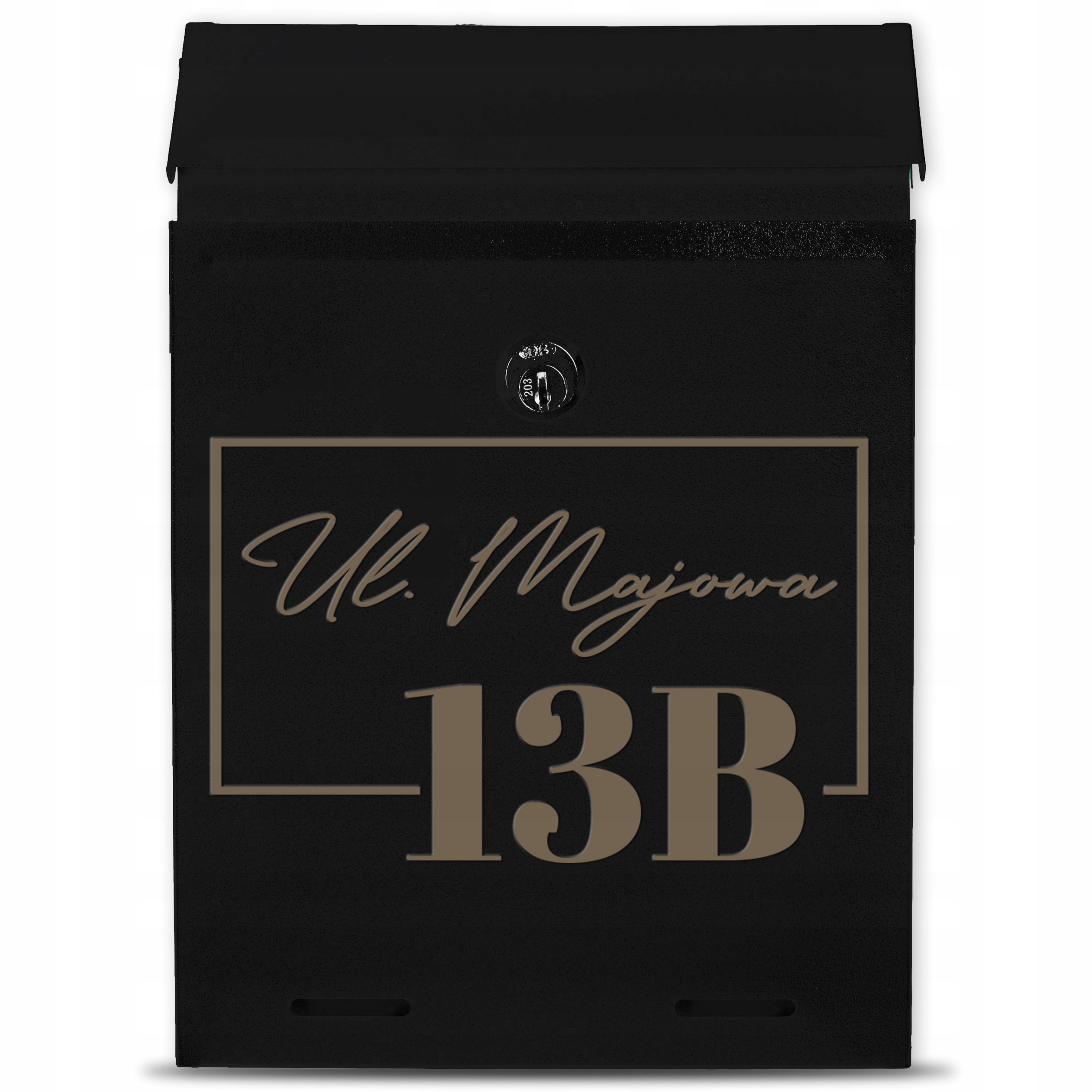 Poštovní Schránka Na Dopisy Kovová Černá Personalizované Gravírování Adres Styl