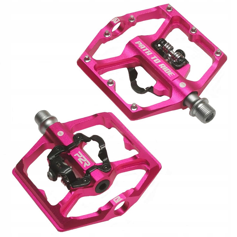 Pedały Rowerowe Dwustronne Platformowe Spd Duże Aluminiowe Z Blokami Lekkie