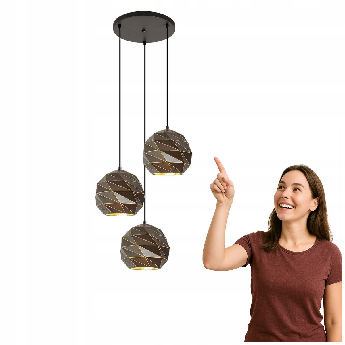 Moderní závěsná lampa Palermo Antracit 3 zdroje Italux