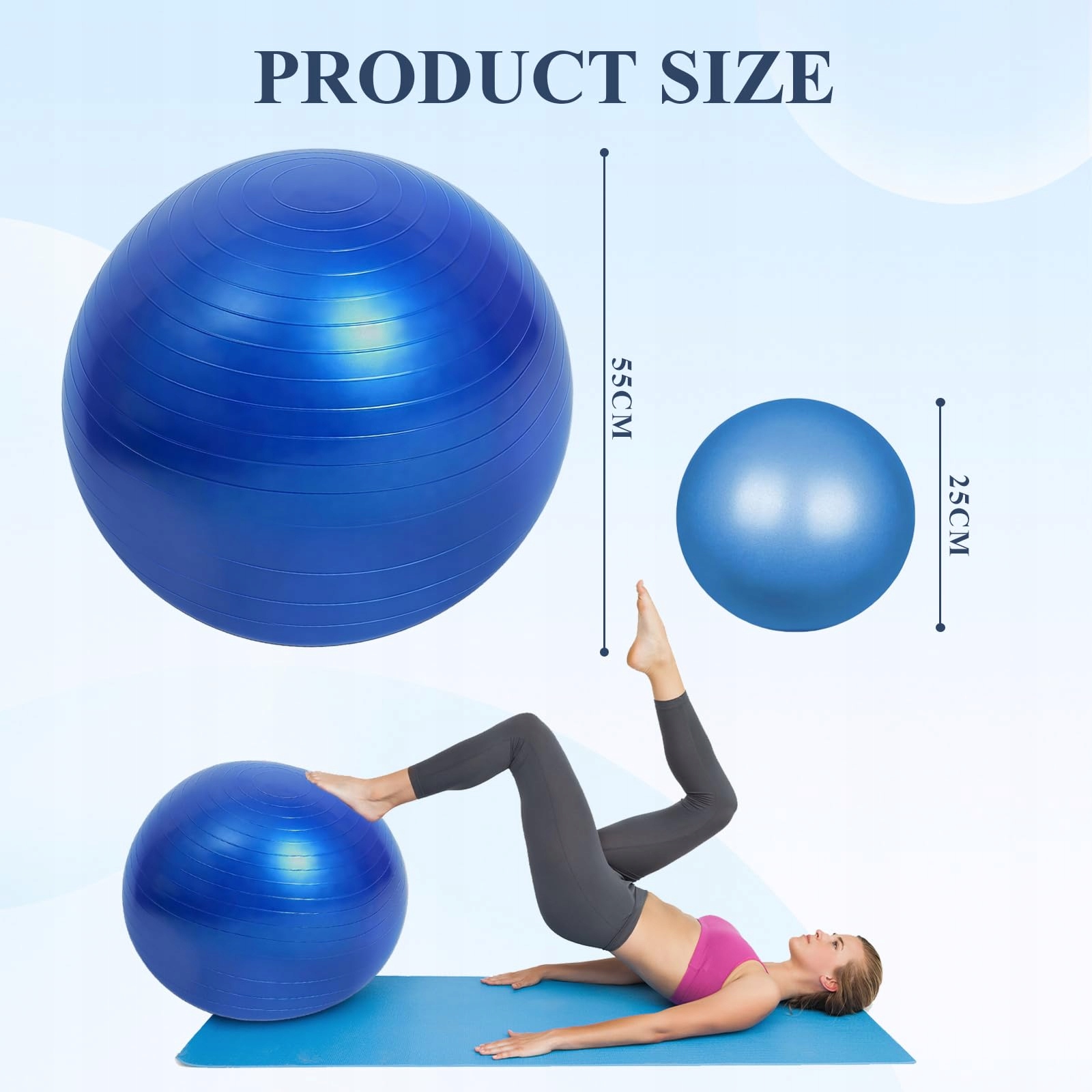 FLINTRONIC Zestaw Piłek Gimnastycznych do Jogi Pilates Fitness 55cm 25cm — miniatura 2
