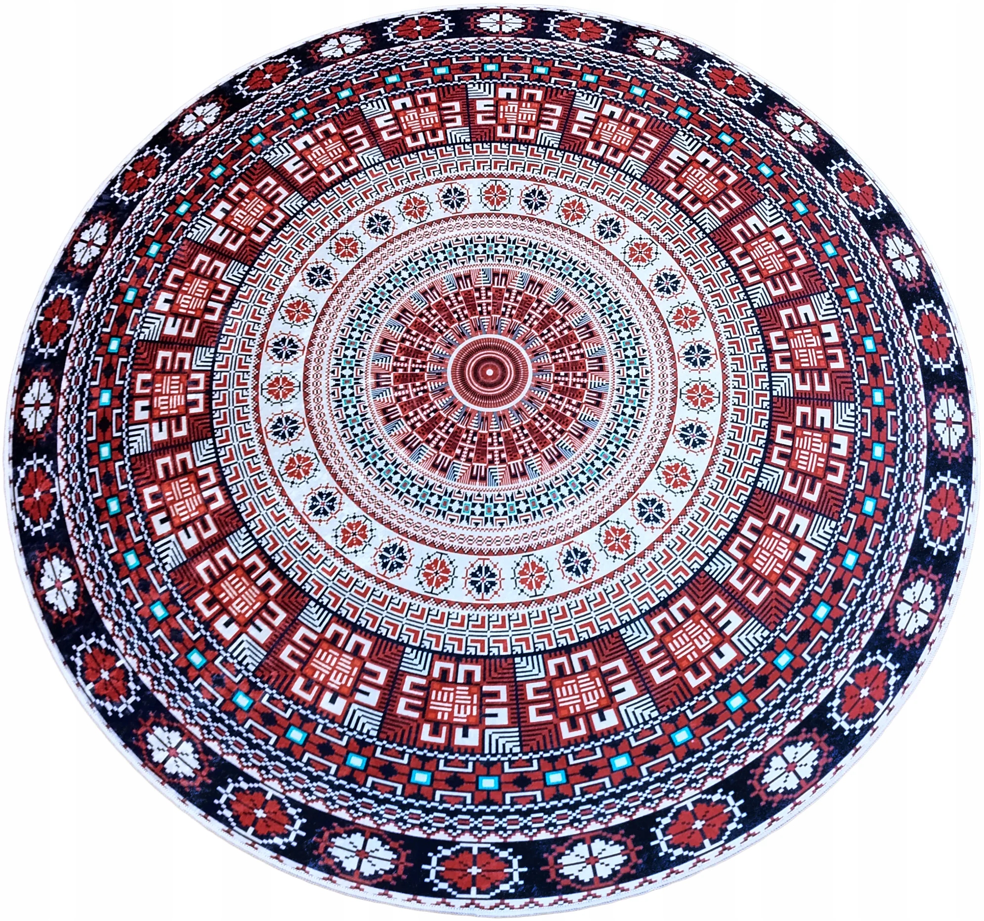 Koberec 140x140 Protiskluzový Vintage Klasický Do Obývacího Pokoje Ložnice Červený